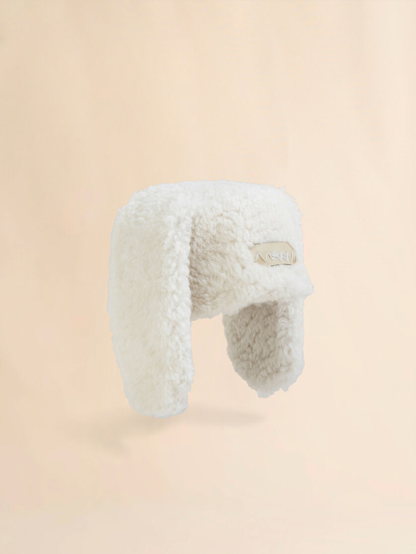 White shearling rabbit hat - Hats - Image 1