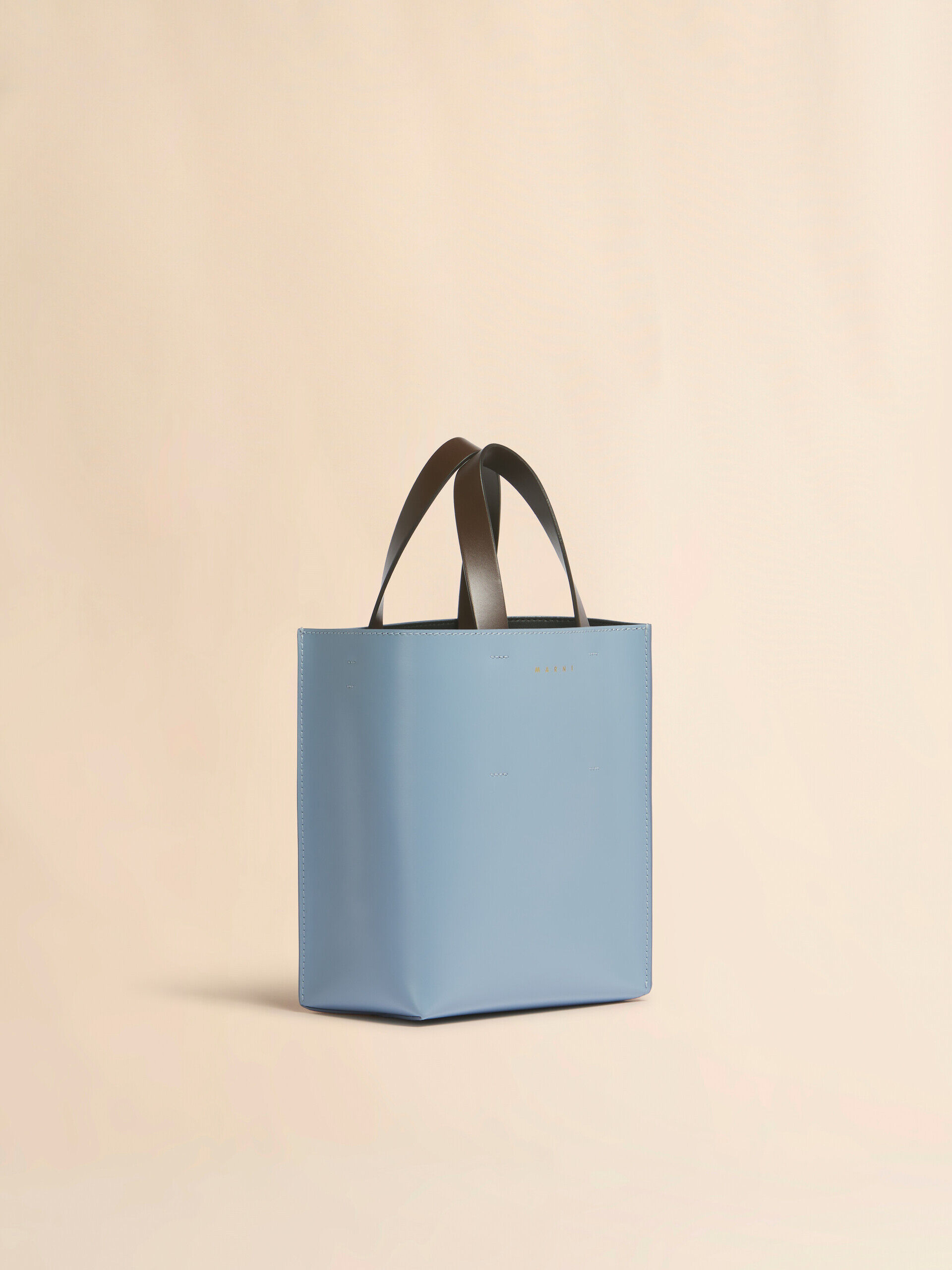 ブルー、オレンジ＆ダークブラウン レザー製 Museo ミニバッグ | Marni