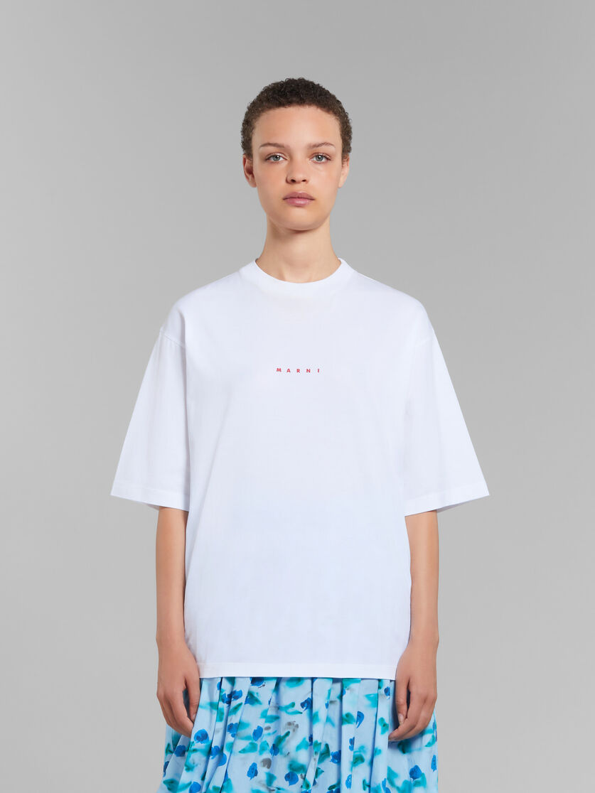 White organic cotton T-shirt with logo | Marni