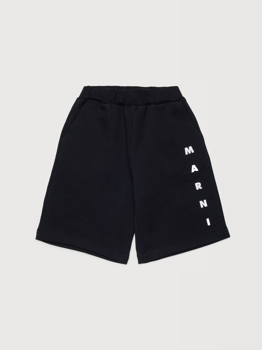 Black cotton sweat shorts with Marni print, Image 1