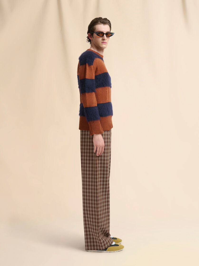 Brown wool and mohair jumper with striped pattern - Pullovers - Image 5