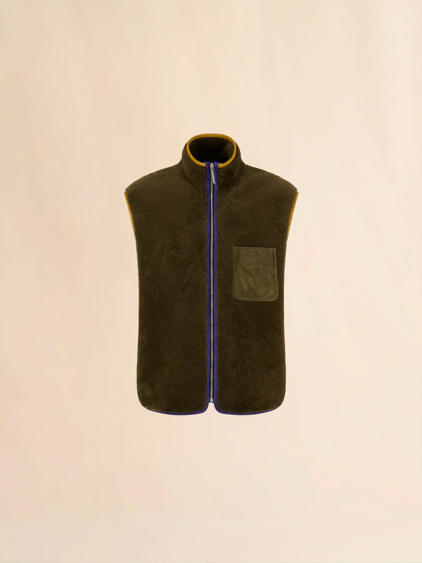 Dunkelgrüne Weste aus Shearling - Weste - Image 1