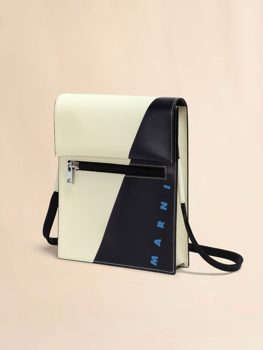 White and black Tribeca pouch with shoelace strap - Shoulder Bag - Image 4