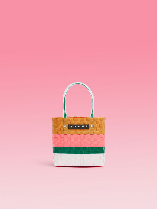 アースオブシエナ MARNI MARKET STRIPE BASKET BAG MINI - ショッピングバッグ