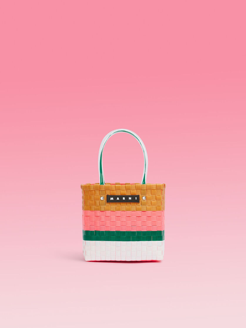 アースオブシエナ MARNI MARKET STRIPE BASKET BAG MINI - ショッピングバッグ - Image 1