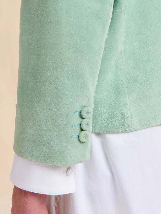 Green suede boxy jacket - Jackets