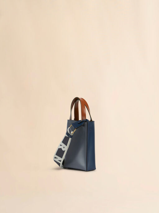 Blue grey and brown leather Museo nano bag - Shopping Bags
