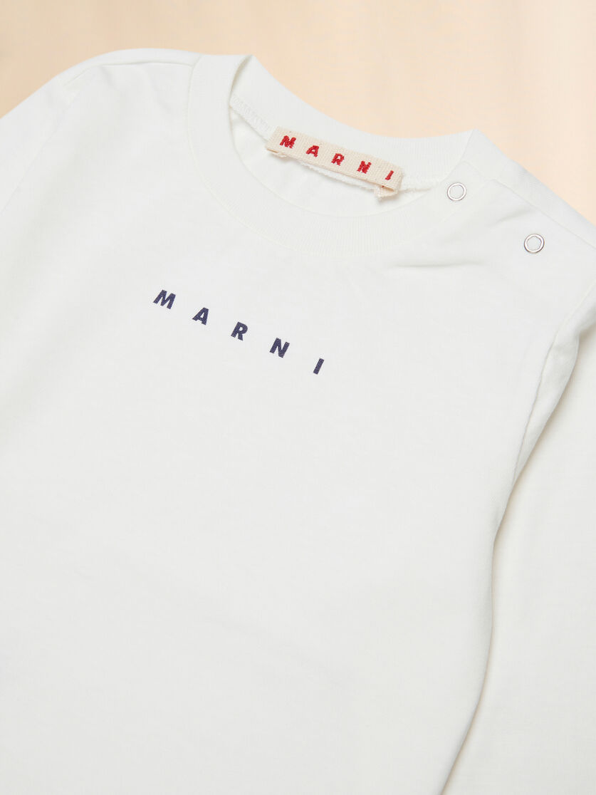 Off-white long-sleeved cotton T-shirt with Marni logo - T-shirts - Image 3