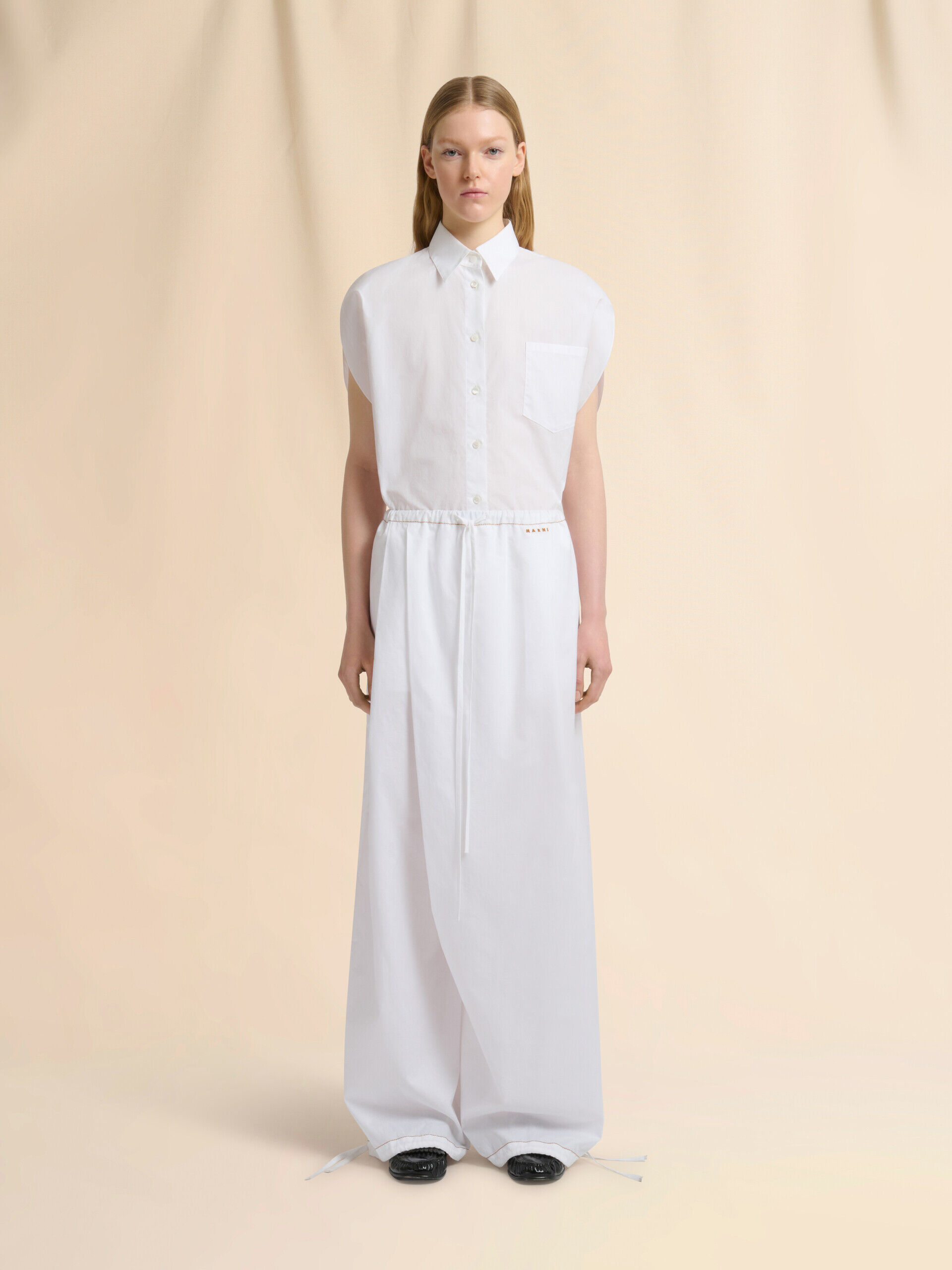 White poplin drawstring trousers | Marni