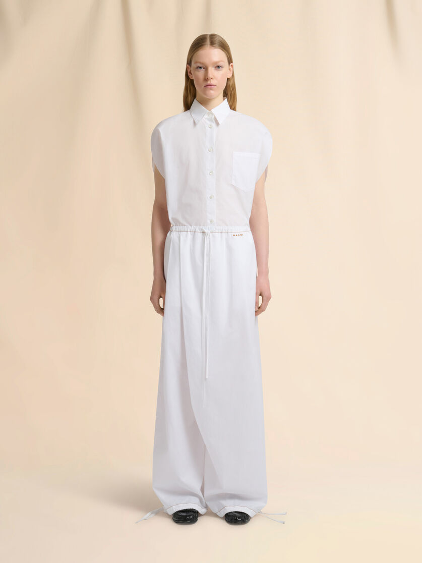 White poplin drawstring trousers, Image 2