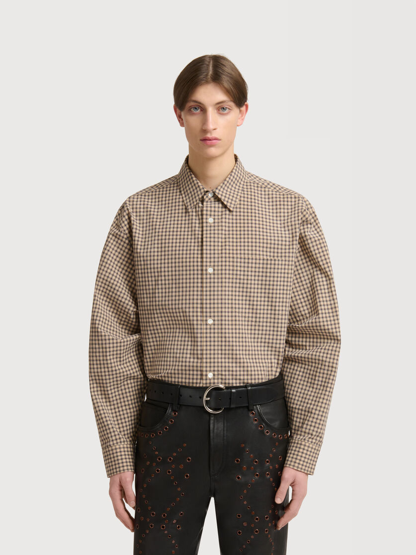 Beige shirt with micro-check, Image 2