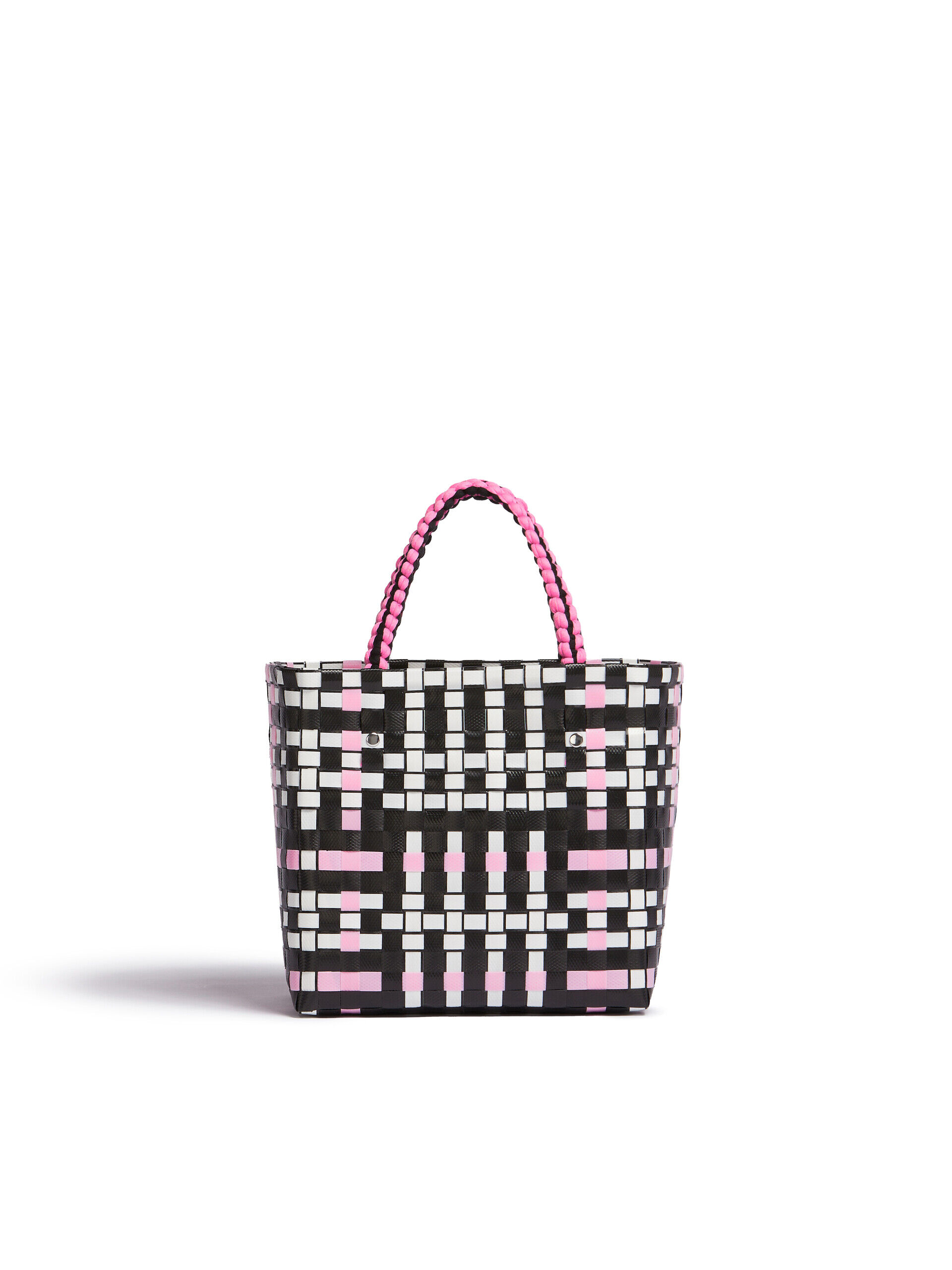ホワイト(ピンクブラック) MARNI MARKET JERSEY HANDLE BASKET