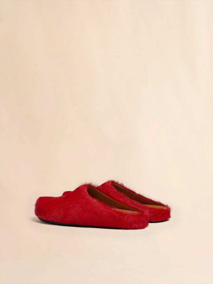 Blue long hair calfskin Fussbett sabot - Clogs - Image 3