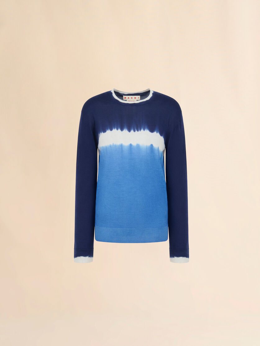 Blue wool-silk jumper with tie-dye effect, Image 1