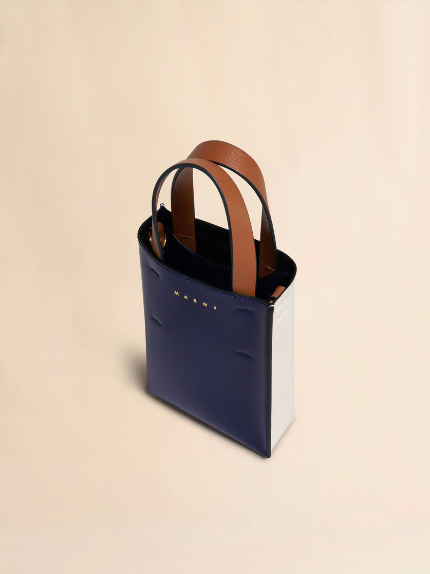Sac nano MUSEO en cuir bleu et blanc - Sacs cabas - Image 3
