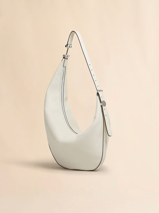Cremefarbene kleine Hobo-Tasche Dot aus Leder - Schultertaschen