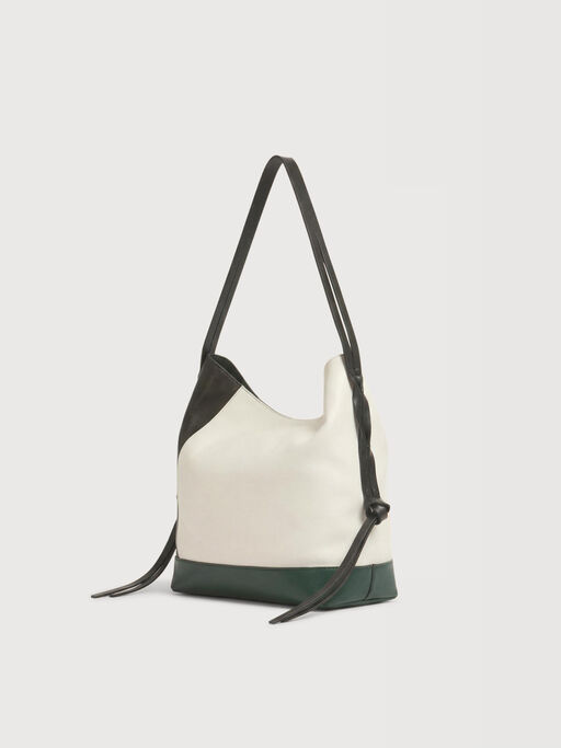 Borsa hobo Pod 2.0 piccola in pelle bianca, nera e verde - Borse a spalla