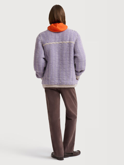 Purple drill trousers with asymmetric flap - Pants