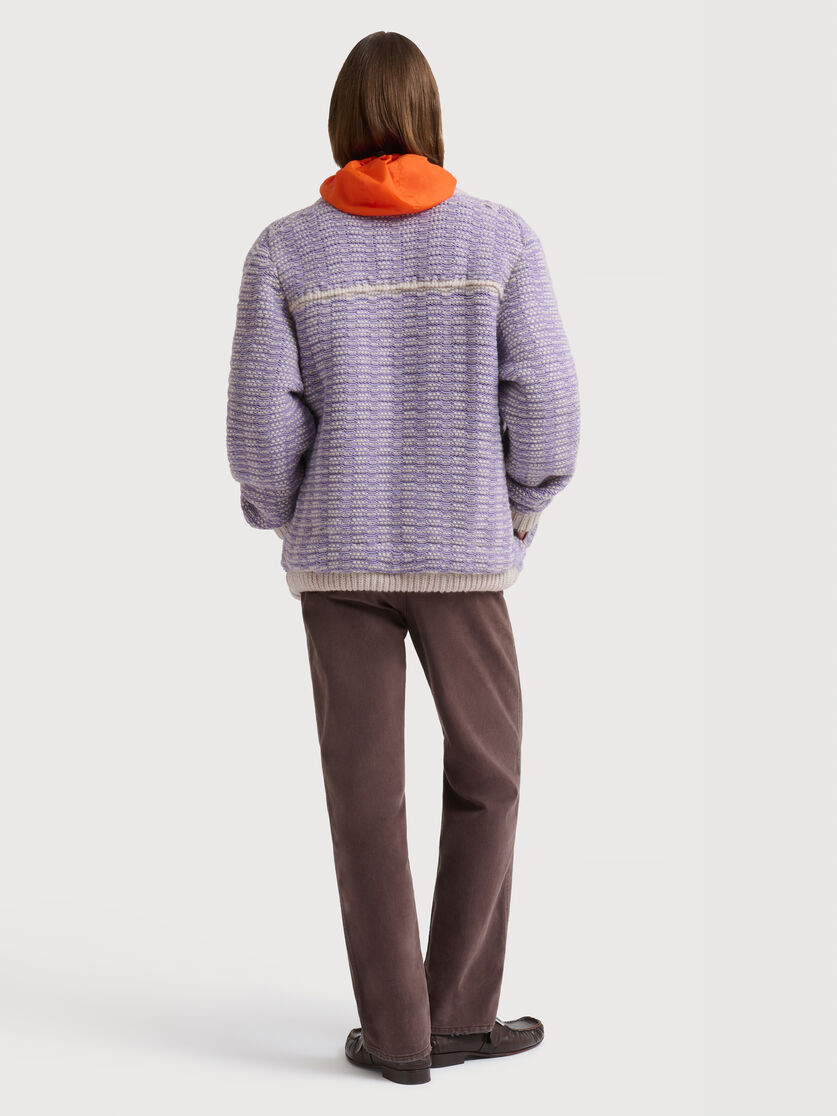 Purple drill trousers with asymmetric flap, Image 4