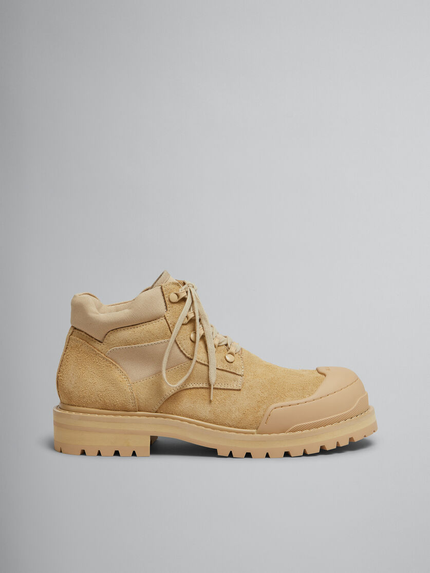 Beige suede Patchy combat boot | Marni