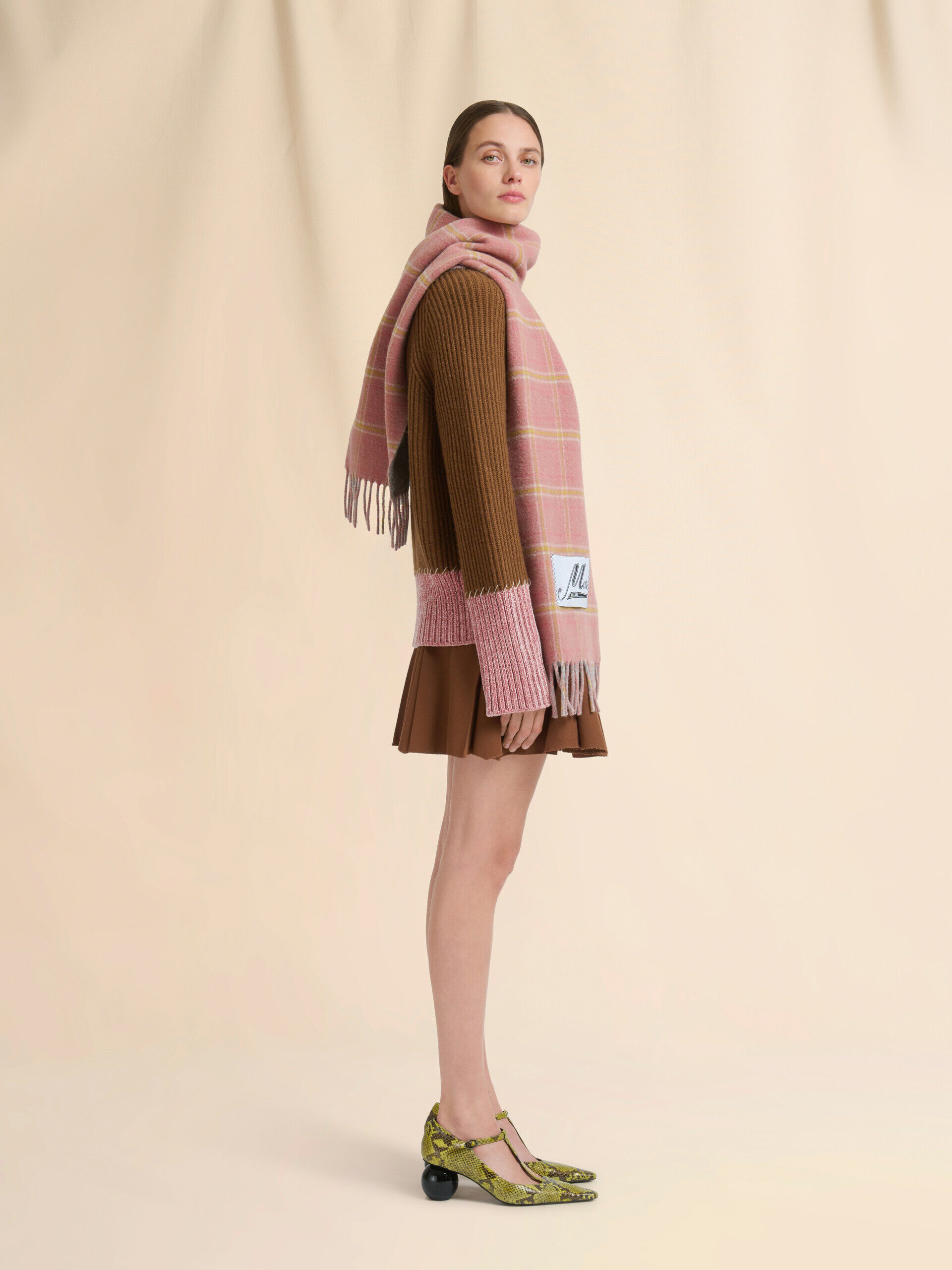 MARNI マルニ WOOL CHECK SCARF チェックストール ピンク MARNI (マルニ) ウール チェック マフラー MALSCMC0119Y0