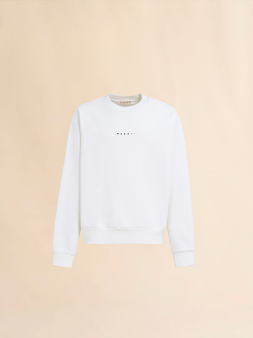 White organic cotton sweatshirt with mini logo - Sweaters