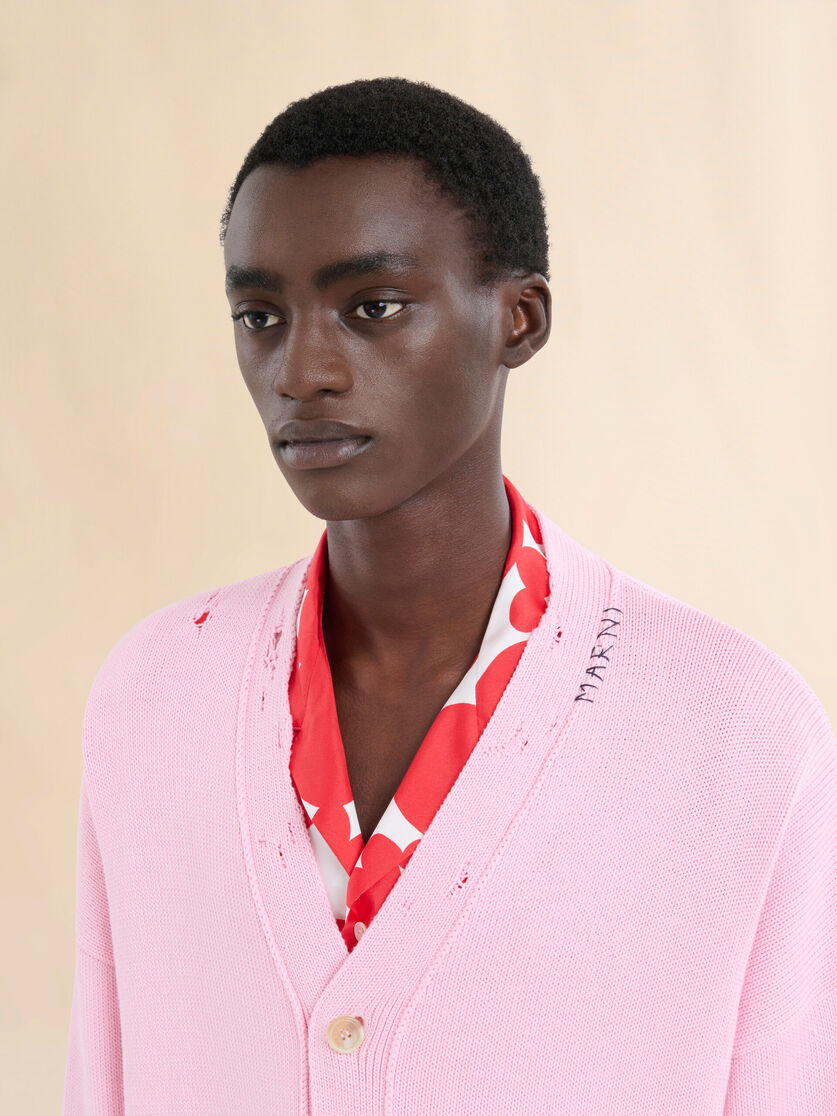Pink cotton cardigan with Marni Symbol - Pullovers - Image 4