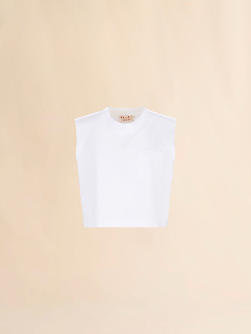 ホワイト コットン製ノースリーブT-シャツ、Trunkaroo ディテール入り - Tシャツ - Image 1