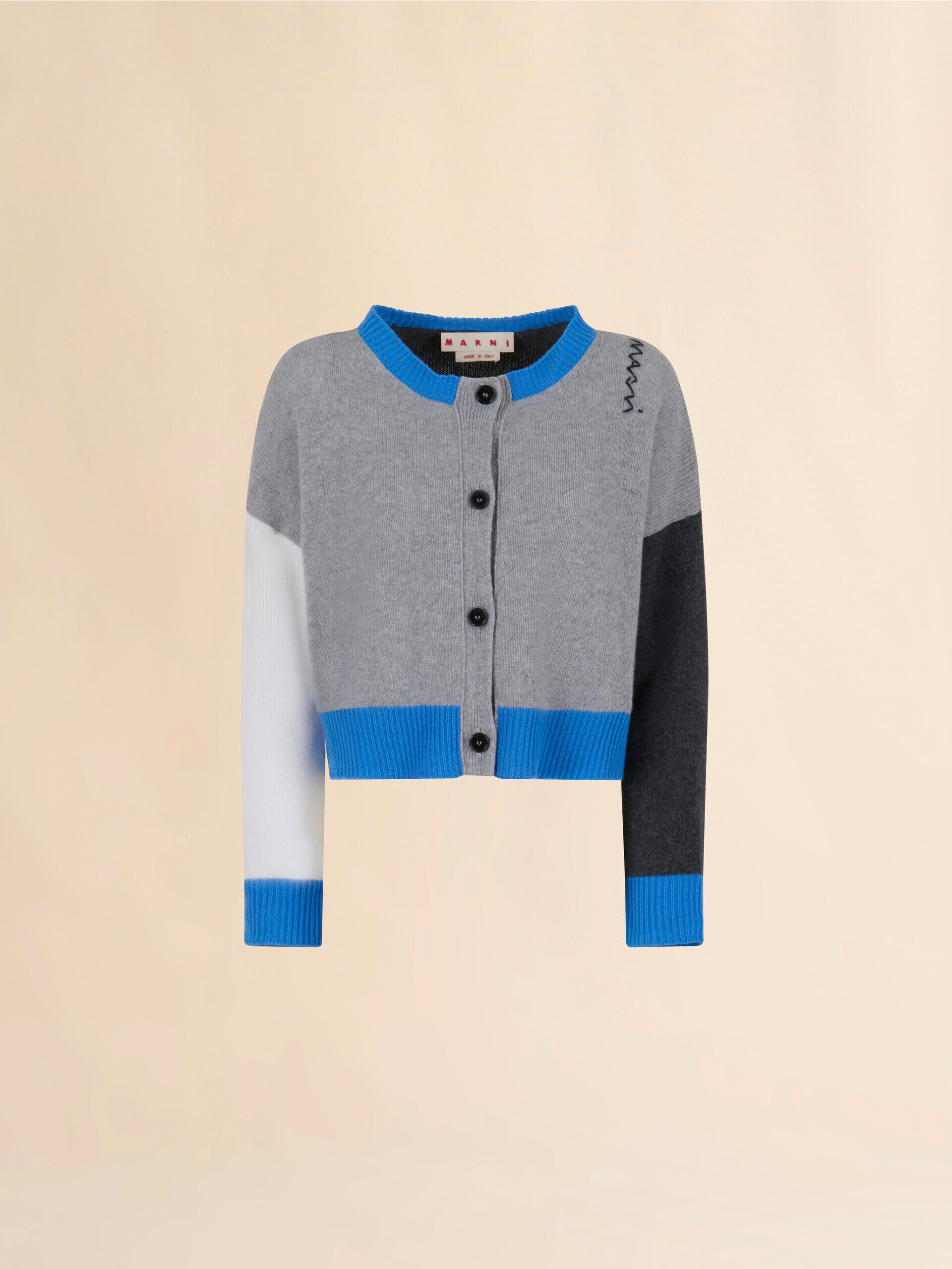 グレー カシミアカラーブロックカーディガン | Marni