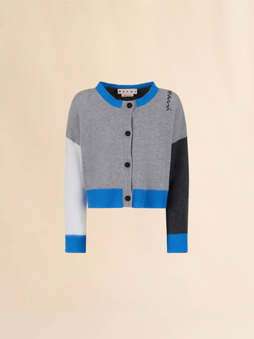 Grey cashmere colour-block cardigan - Pullovers