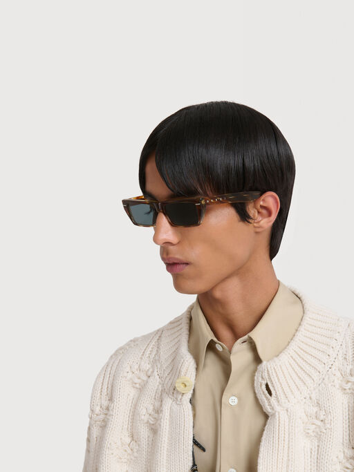 Havana acetate flat-top sunglasses - Optical