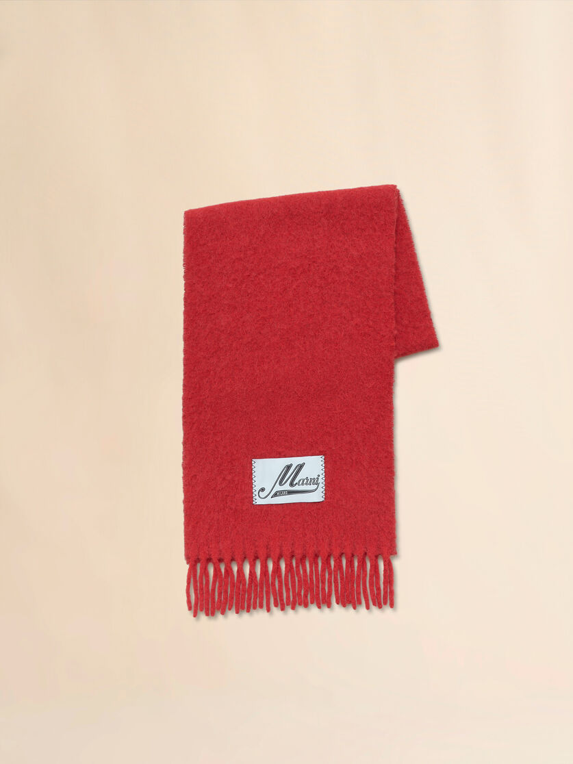 Hellblauer Schal aus gebürsteter Alpakawolle mit Fransen - Schals - Image 1