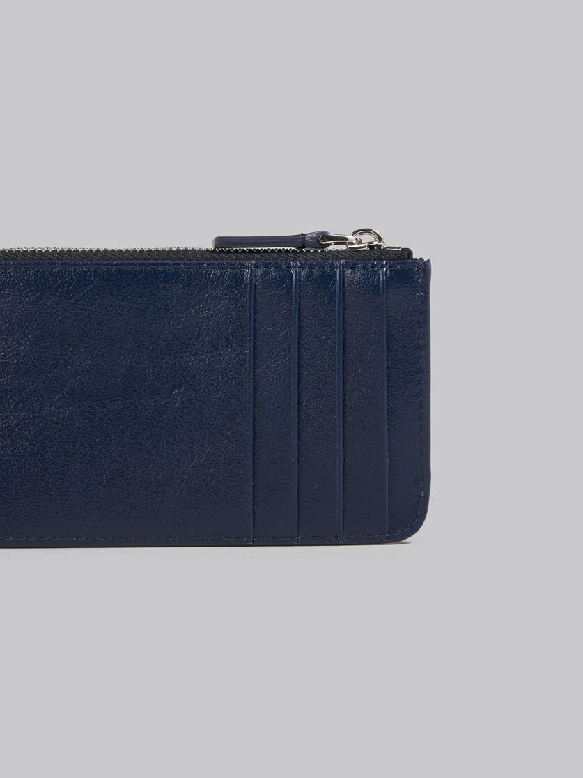 ネイビーブルーとブラック レザー製カードケース - 財布 - Image 4