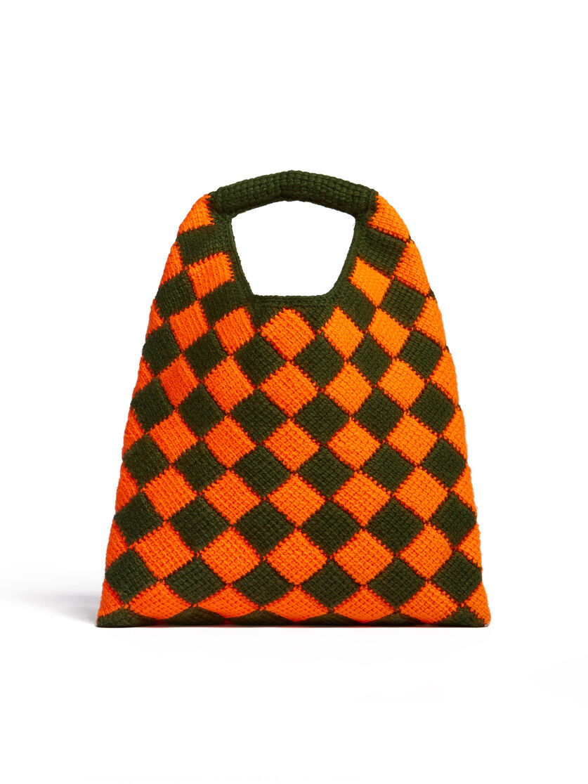 MARNI MARKET DIAMOND large bag in orange and brown tech wool - Shopping Bags - Image 3