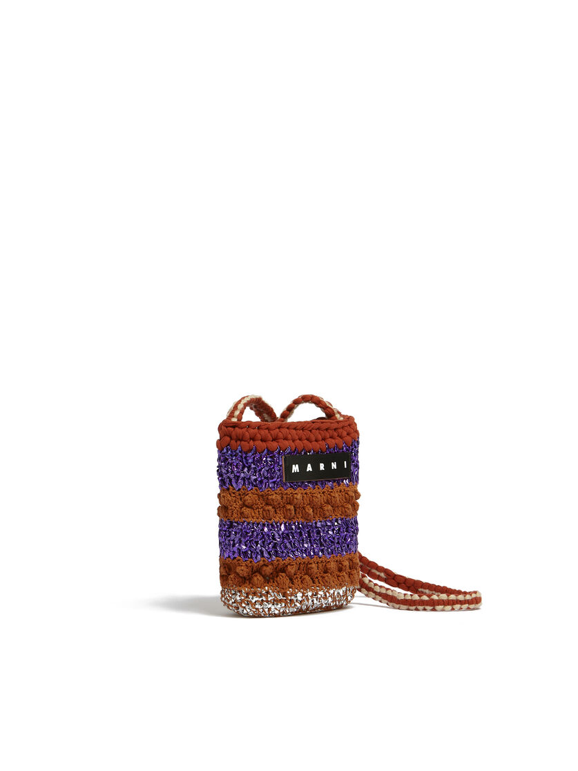 Brown and purple bobble-knit MARNI MARKET MINI CROSSBODY bag - Shopping Bags - Image 2