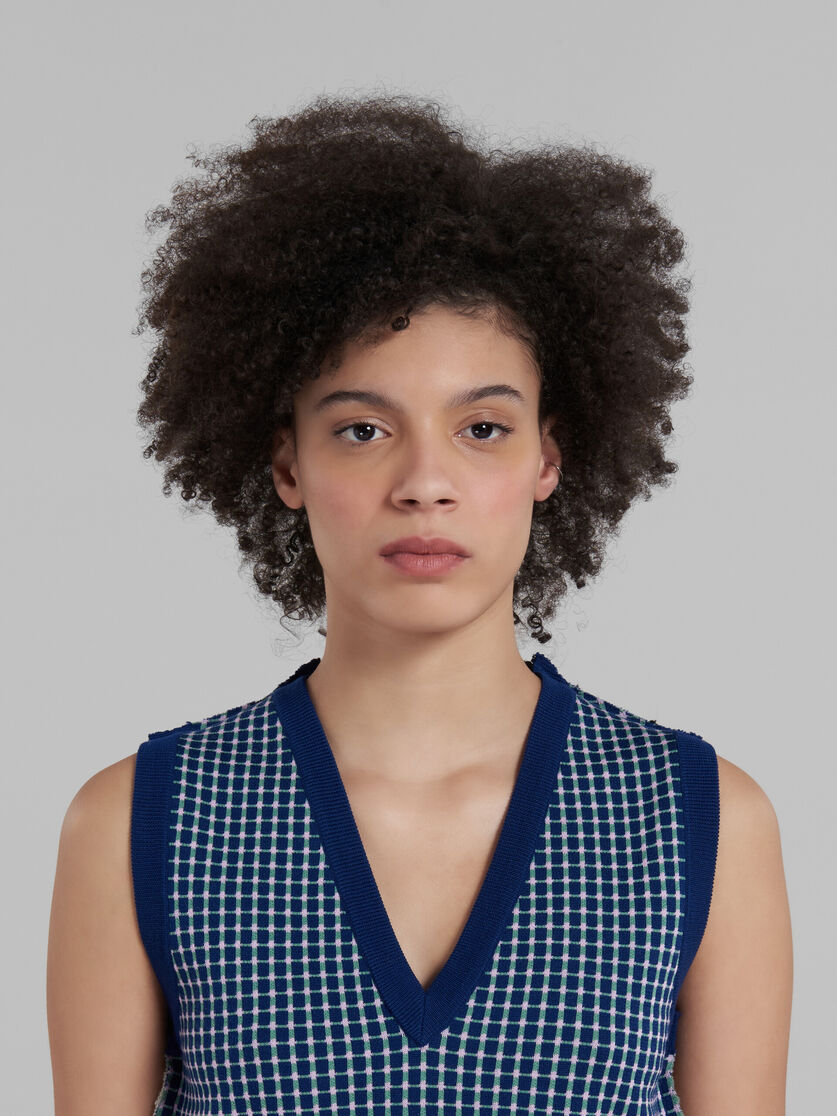 Blue half-and-half sleeveless jumper - Pullovers - Image 4