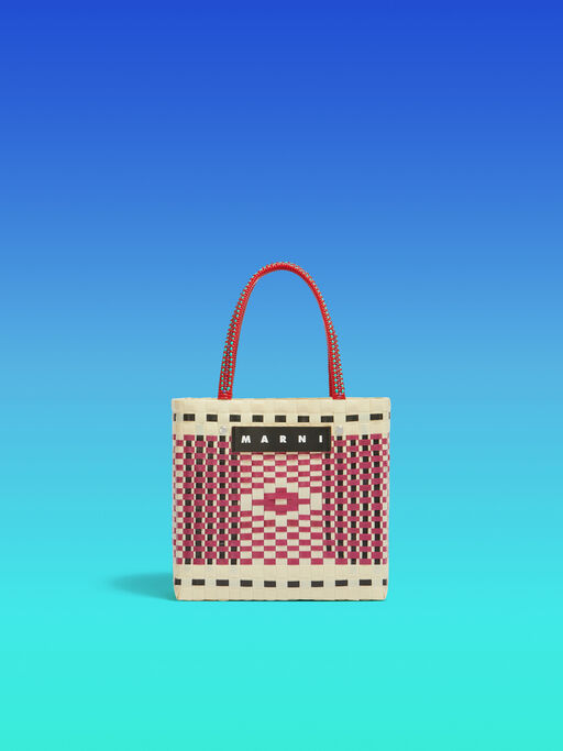 インディアンレッド MARNI MARKET ミニバスケットバッグ - ショッピングバッグ