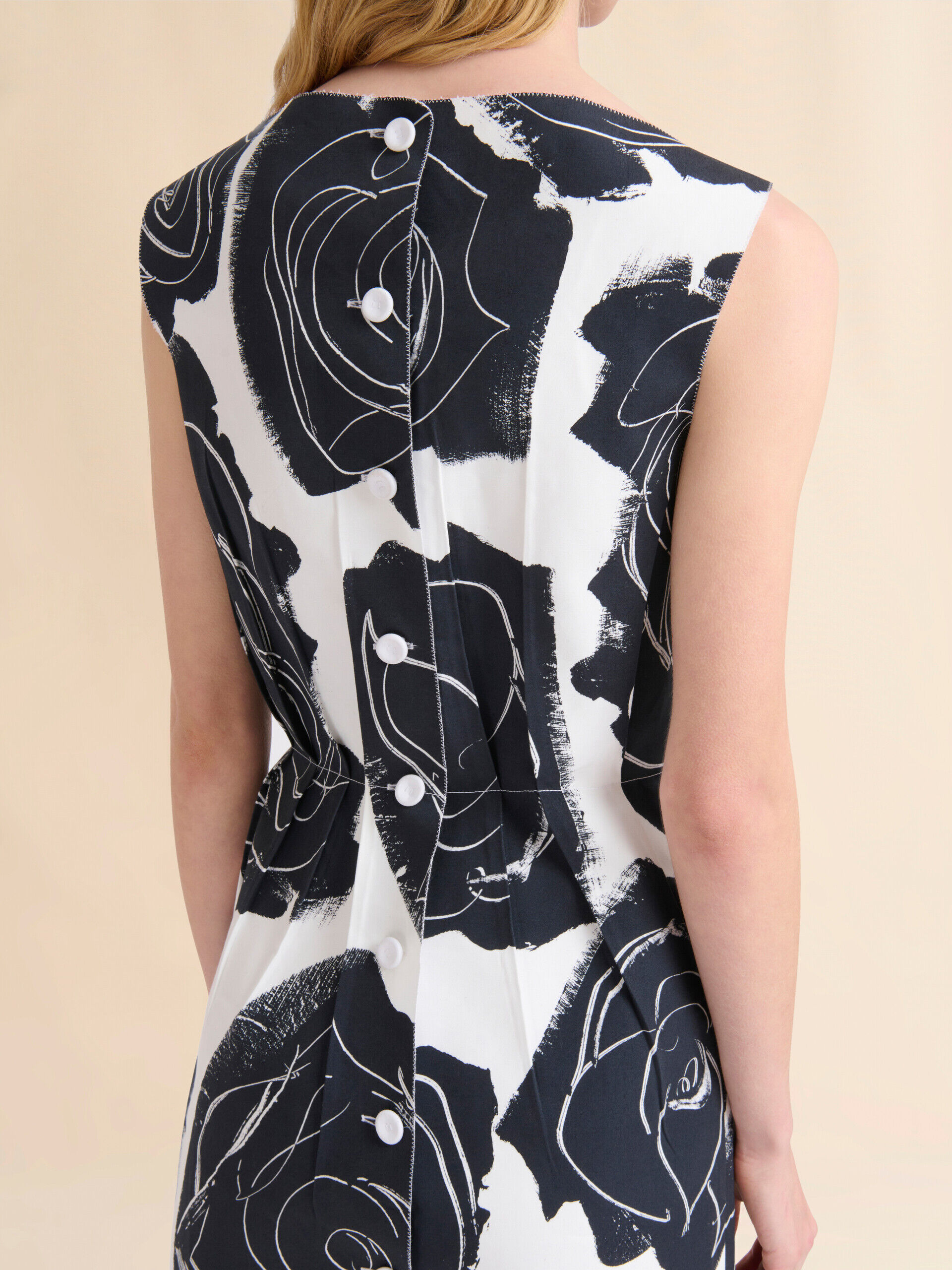 MARNI ヘルト付きウエストミティトレス ABMA1376S0UTC223 00R62 White poplin boat-neck dress with Cybele print | Marni