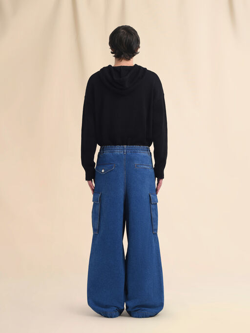 Dark blue denim cargo pants with Marni logo patch - Pants