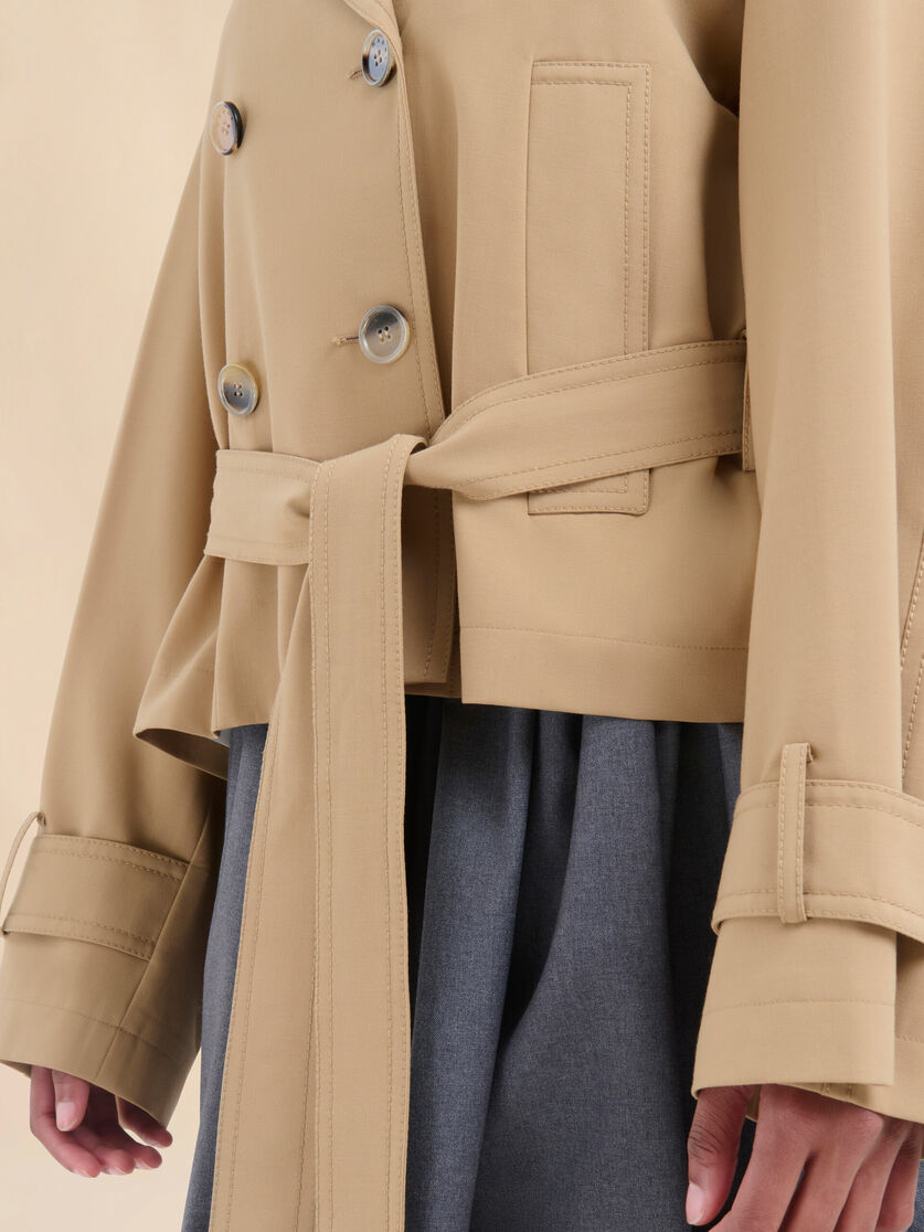 Short beige wool blend trench with Marni Symbol - Jackets - Image 5