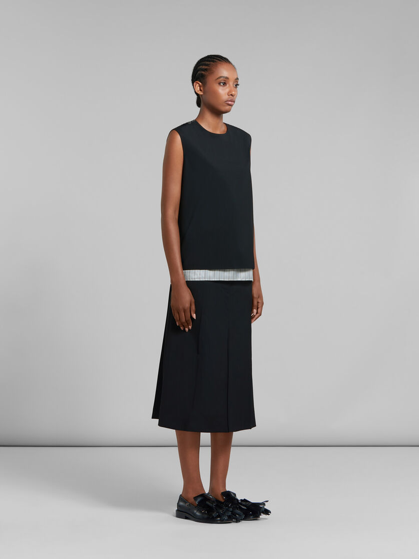 Black tropical wool midi skirt - Skirts - Image 5