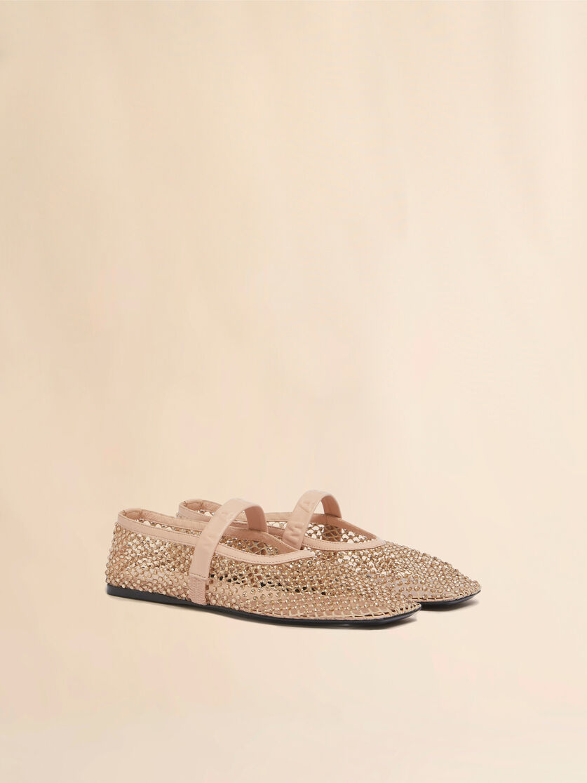 Black mesh Mary Jane ballet flat with crystals - Mocassin - Image 2
