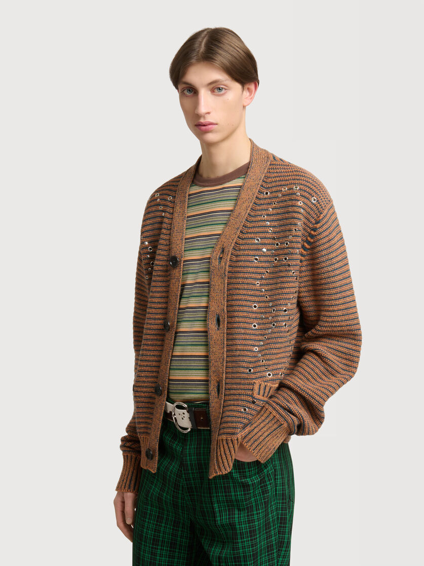 Green alpaca-wool cardigan with studs, Image 3