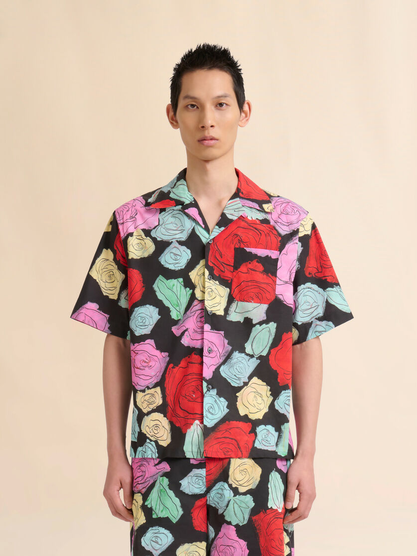 Black poplin bowling shirt with Orion print - Shirts - Image 2