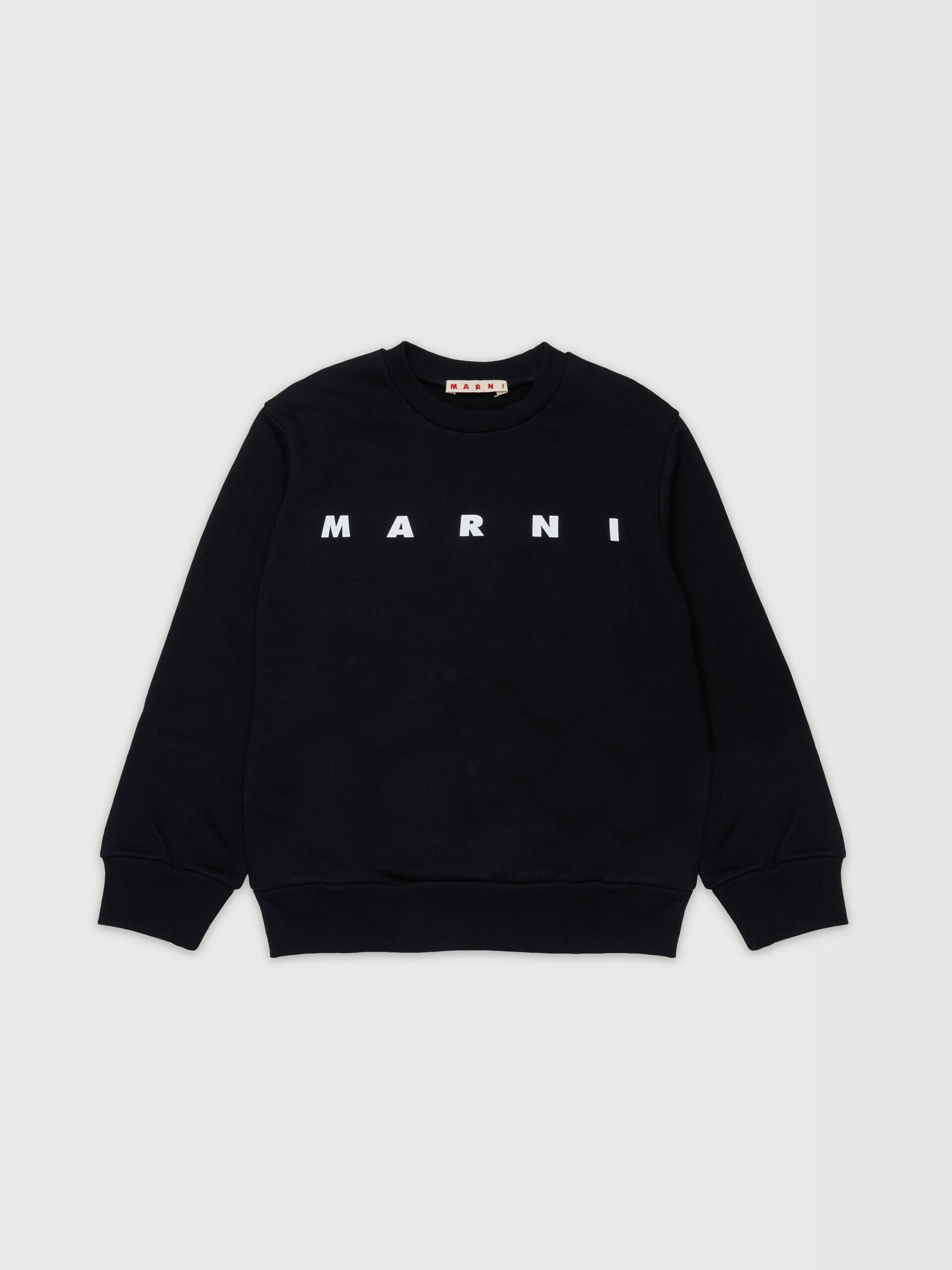 ブラック コットンスウェットシャツ、太字のMarniのロゴ入り | Marni