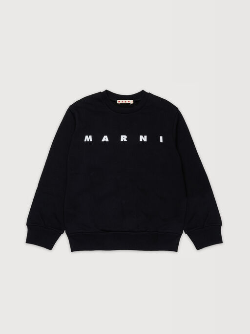 Black cotton sweatshirt with bold Marni logo - Sweaters
