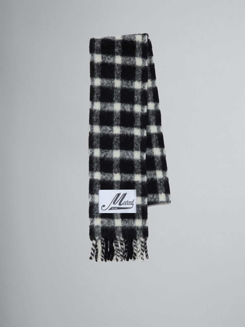 Black checked alpaca scarf - Scarves - Image 1