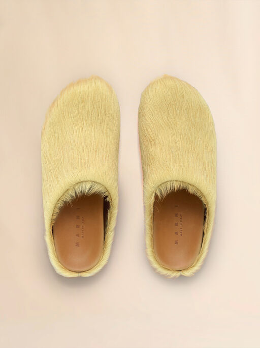 Yellow long hair calfskin Fussbett sabot - Clogs
