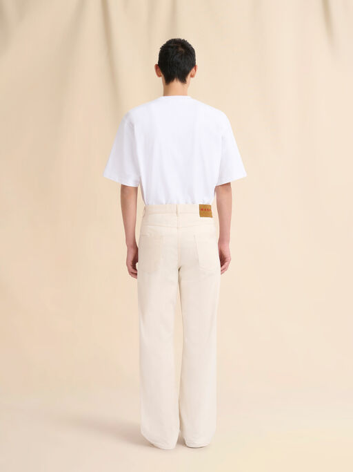 クリーム デニム製ワイドレッグジーンズ、Trunkaroo プレート付き - パンツ