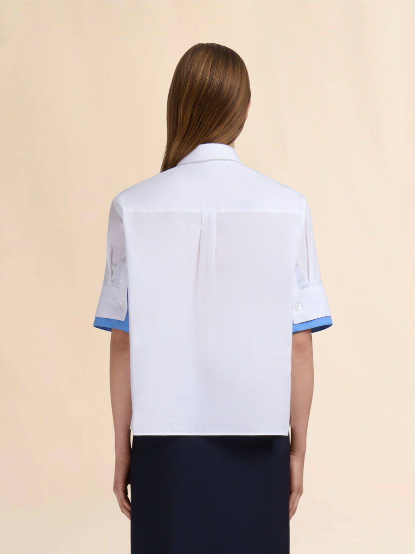 White poplin shirt with double cuffs - Shirts - Image 3